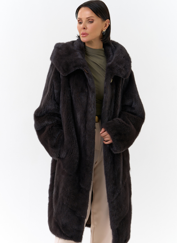 Шуба из норки с капюшоном