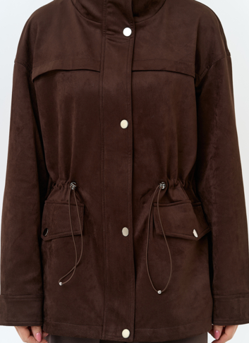 Женская куртка парка из эко замши 