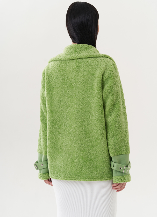 Комбинированная эко дубленка модель № 26736 универмаг малина