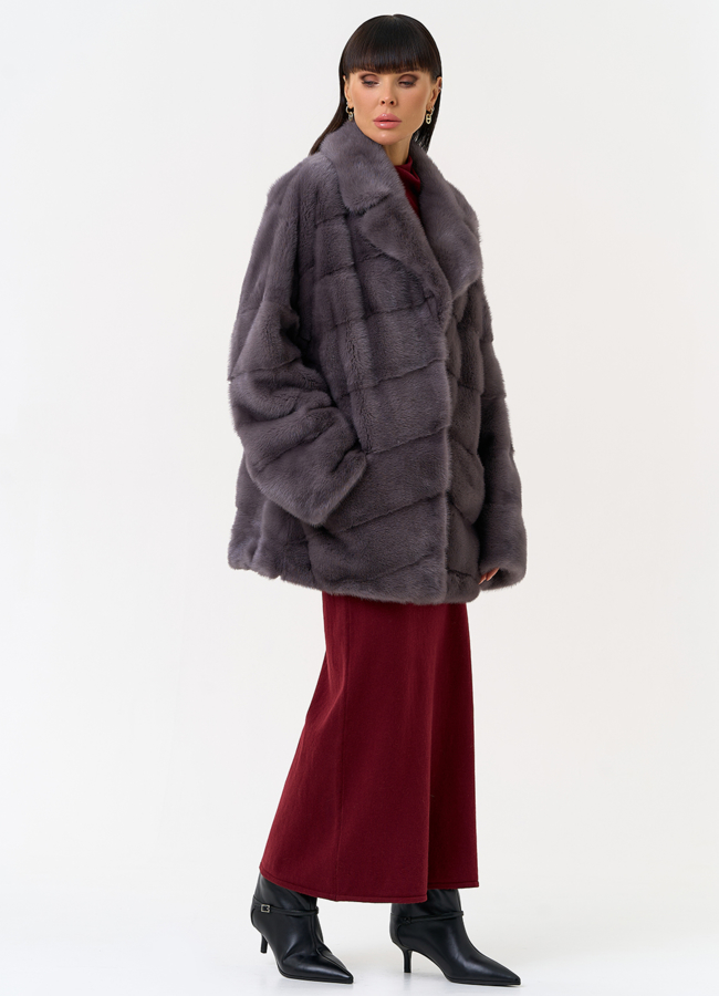 Шуба из меха норки с английским воротником модель № 31649 универмаг малина