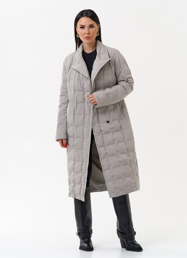 Женское утепленное пальто с английским воротником модель № 29899 меха малина