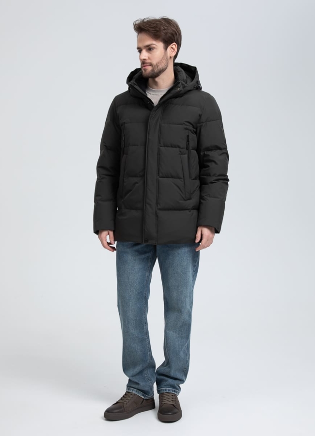 Мужской пуховик с капюшоном  модель № 32036 универмаг малина