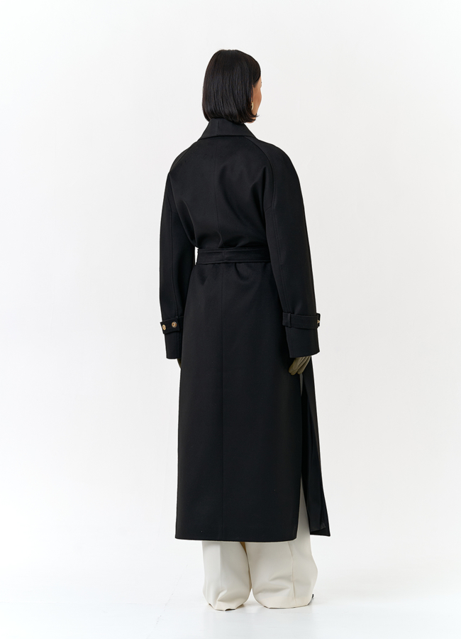 Женское длинное пальто с поясом модель № 32851 в рассрочку