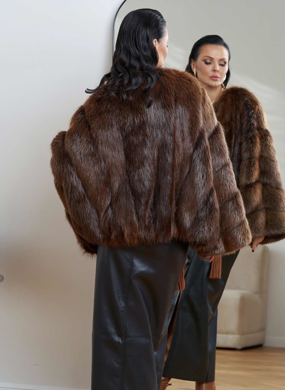 Шуба "болеро" из меха канадского бобра