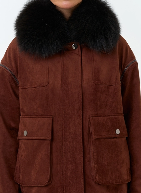 Женская куртка из эко замши фото