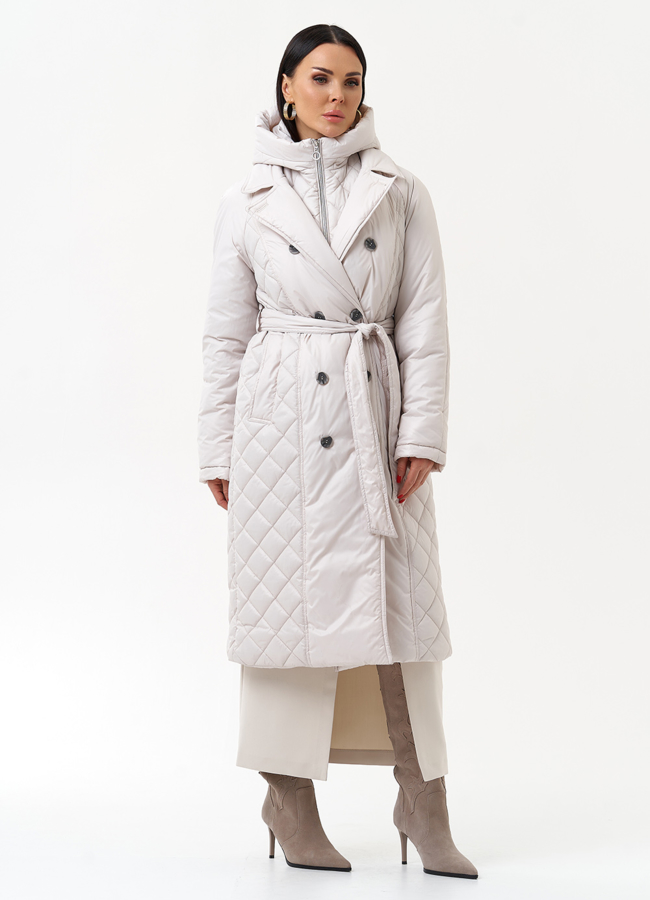 Женское утепленное пальто со съемным капюшоном модель № 30091 в кредит