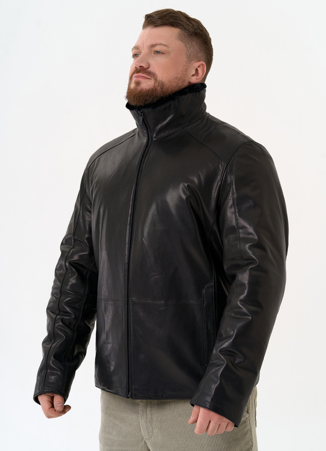 Мужская дубленка черного цвета модель № 31778 универмаг малина