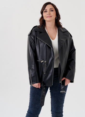 Куртка-косуха из эко кожи на утеплителе с натуральным мутоном