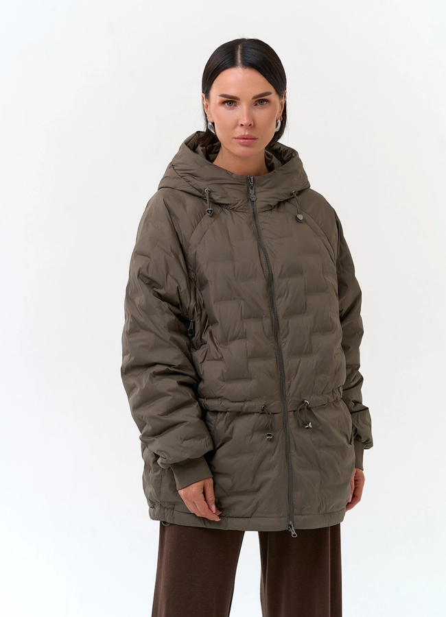 Женская куртка с капюшоном модель № 33793 меха малина