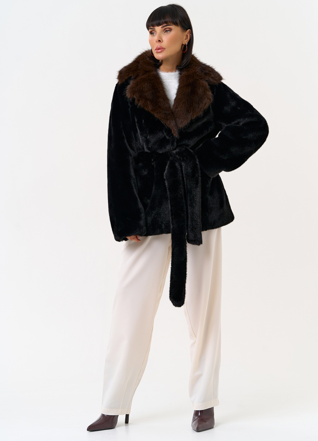 фото Женская шуба из эко меха с английским воротником модель № 31267