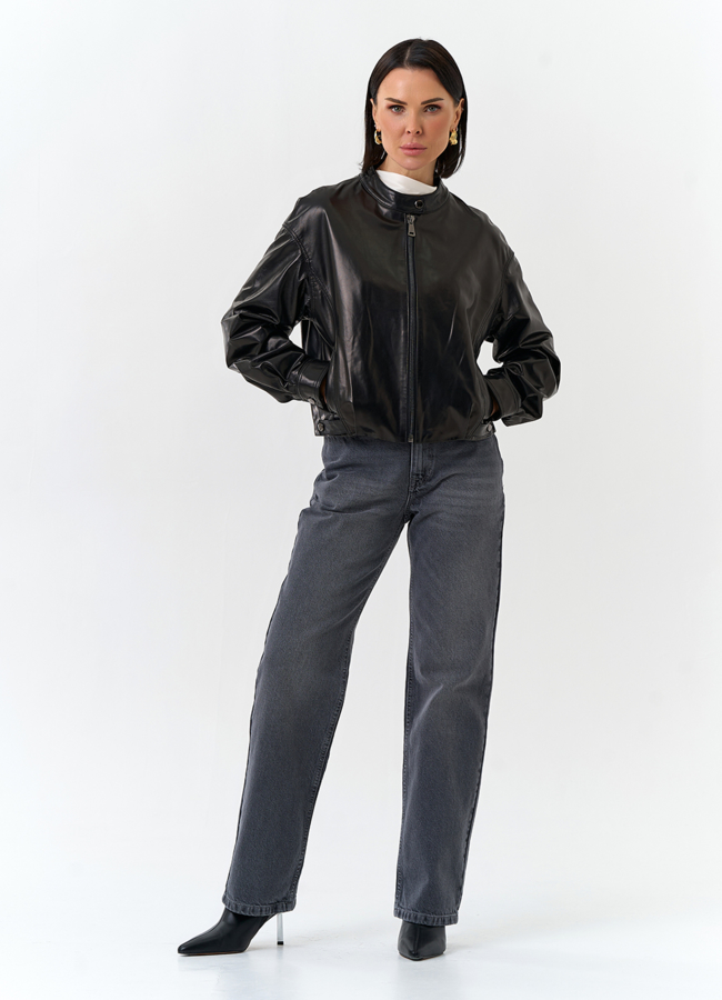 Женская короткая куртка из натуральной кожи  модель № 32530 универмаг малина