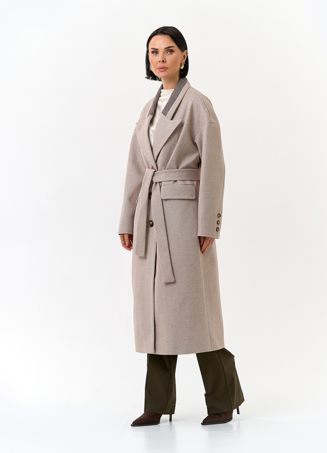 Женское пальто с акцентным воротником модель № 32812 универмаг малина