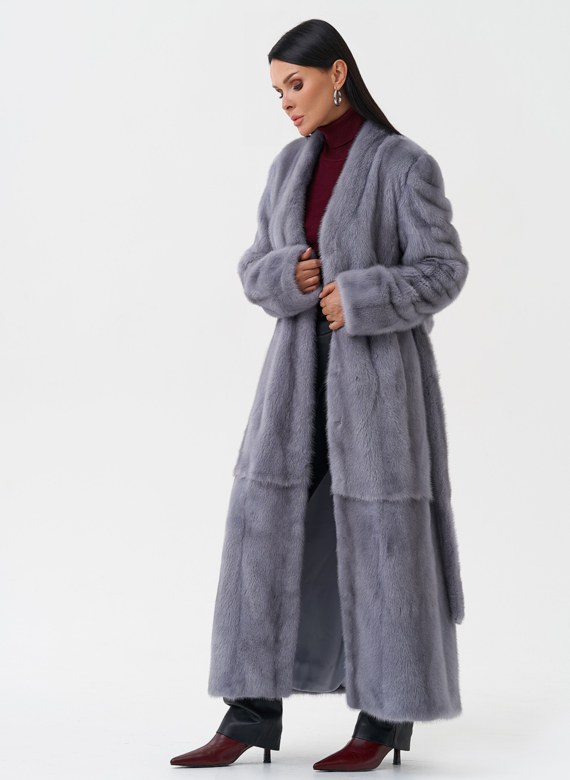 Длинная шуба из меха норки