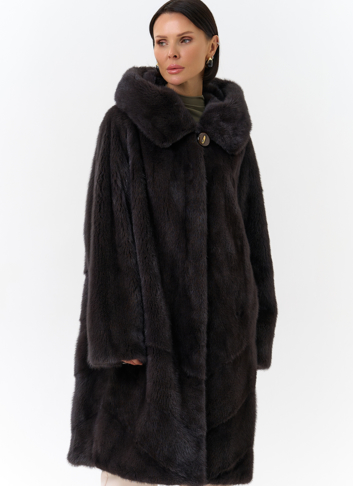 Шуба из норки с капюшоном