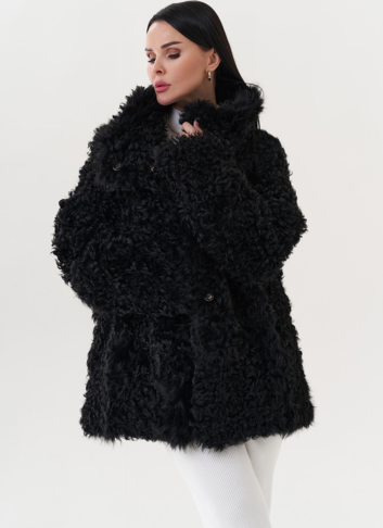 Двухсторонняя дубленка черного цвета