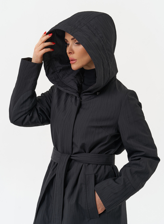 Пальто женское утепленное с эффектом жатой ткани