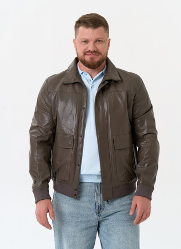 Мужская куртка бомбер из натуральной кожи