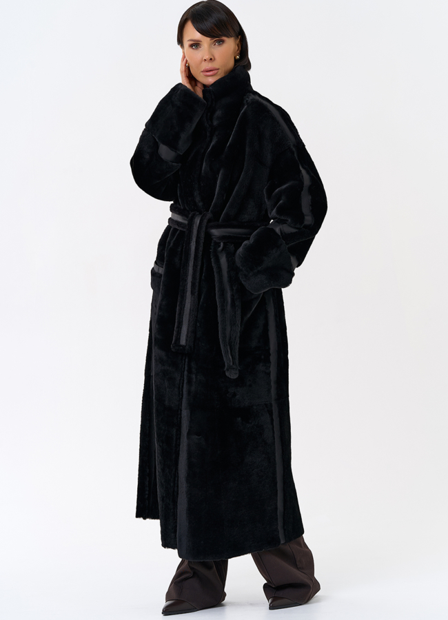 Женская двухсторонняя дубленка с воротником стойкой модель № 31914 универмаг малина