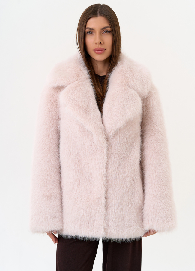 Женская шуба из эко меха с английским воротником  модель № 31261 универмаг малина