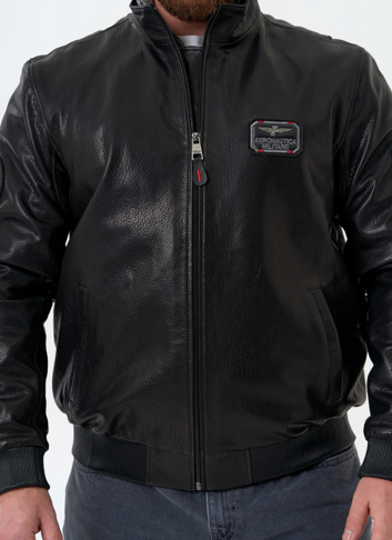 Мужская куртка бомбер из натуральной кожи