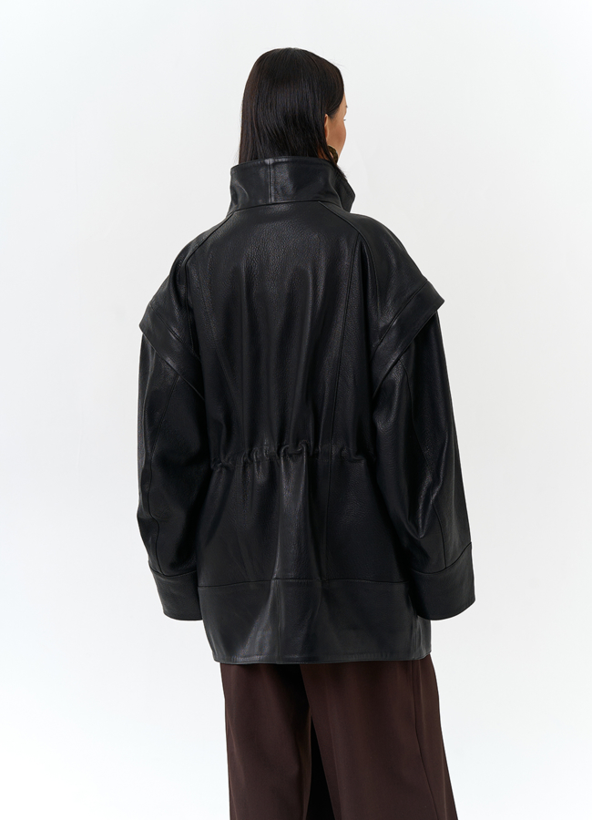 фото Женская куртка из натуральной кожи со съемными рукавами модель № 32873