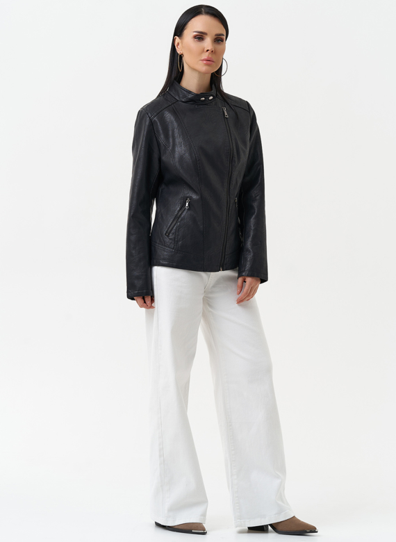 Куртка женская из эко кожи черного цвета