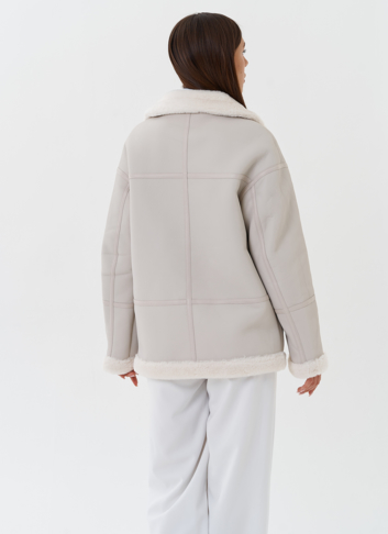 Женская эко дубленка с эко мехом