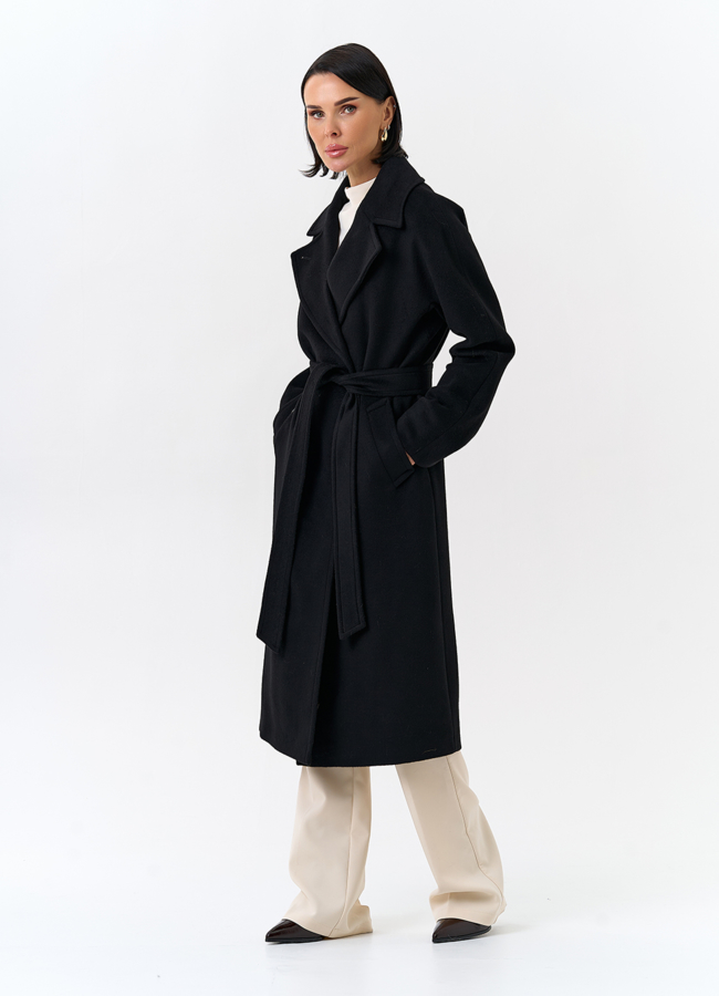 Женское пальто в черном цвете модель № 32514 в рассрочку