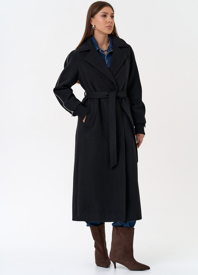 Женское пальто с декоративными молниями модель № 31383 в рассрочку