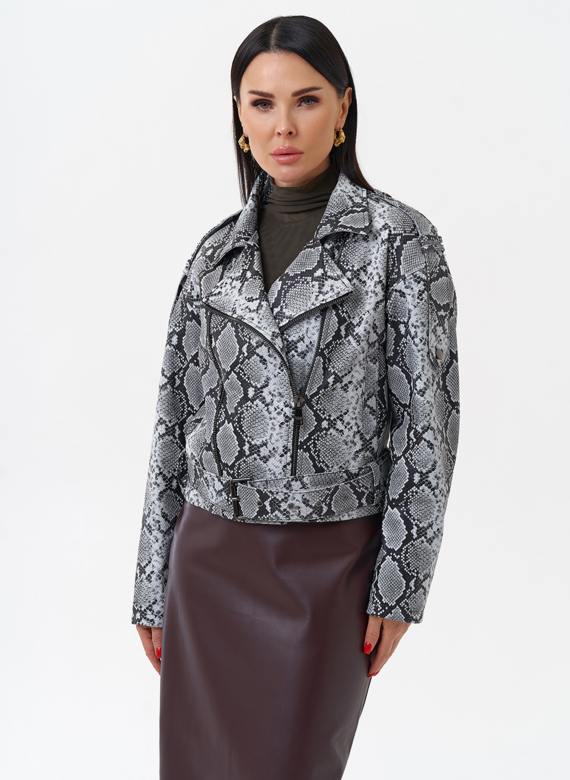 Кожаная куртка со змеиным принтом