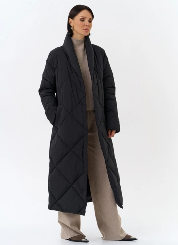 Женский пуховик с воротником шаль