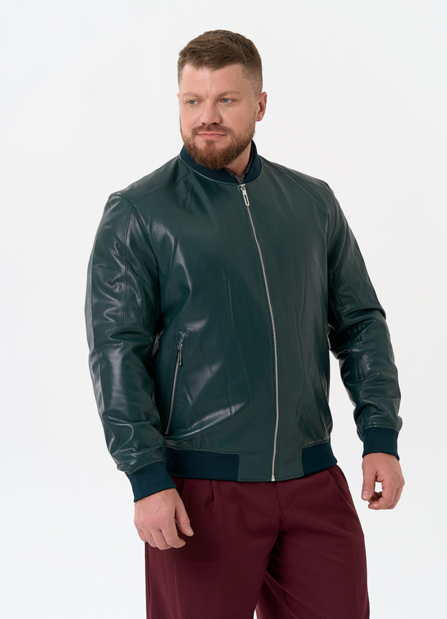 фото Мужская куртка бомбер из натуральной кожи модель № 32711